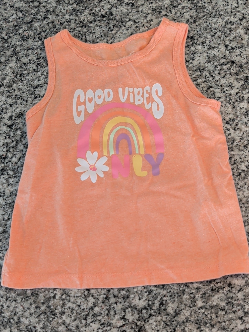 Garanimals Peach Tank with Rainbow "Good Vibes" Graphic